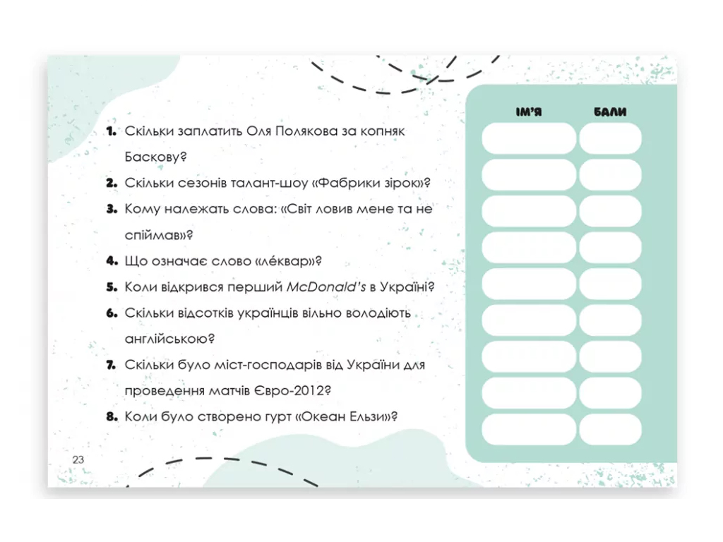 Гра-вікторина "Вгадай хутко! Україна", 10–14 років, ZIRKA