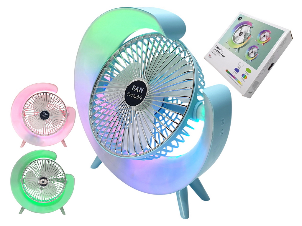 Вентилятор настільний акумуляторний USB 24 см, з LED-підсвічуванням, Fan Music