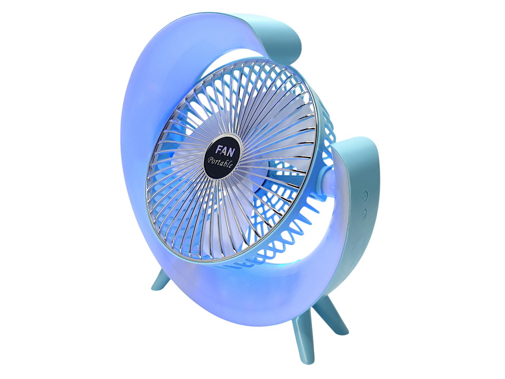 Вентилятор настільний акумуляторний USB 24 см, з LED-підсвічуванням, Fan Music