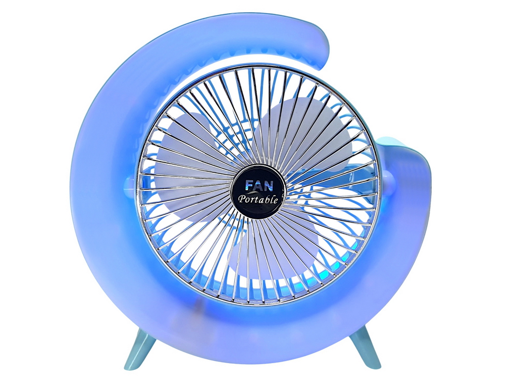 Вентилятор настільний акумуляторний USB 24 см, з LED-підсвічуванням, Fan Music