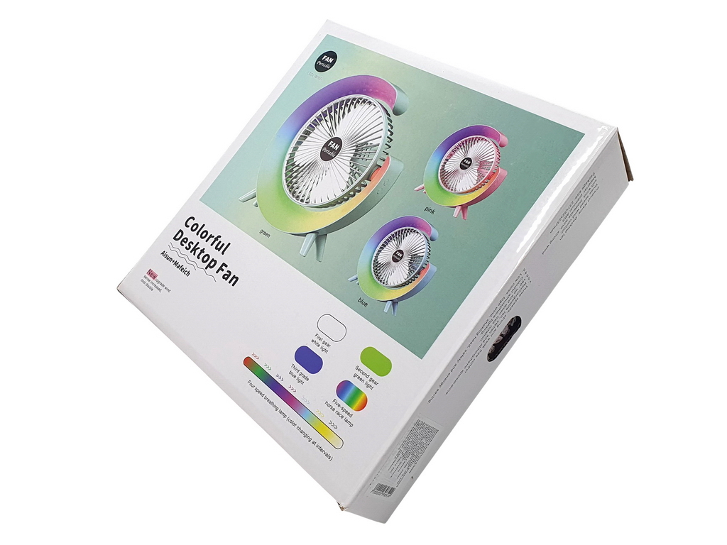 Вентилятор настільний акумуляторний USB 24 см, з LED-підсвічуванням, Fan Music