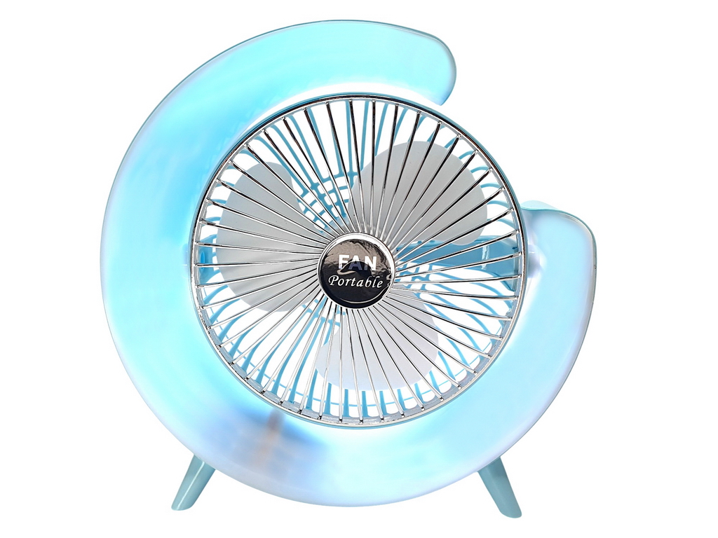 Вентилятор настільний акумуляторний USB 24 см, з LED-підсвічуванням, Fan Music
