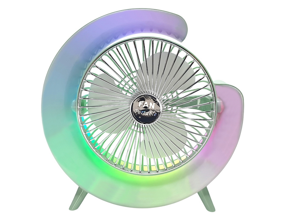 Вентилятор настільний акумуляторний USB 24 см, з LED-підсвічуванням, Fan Music