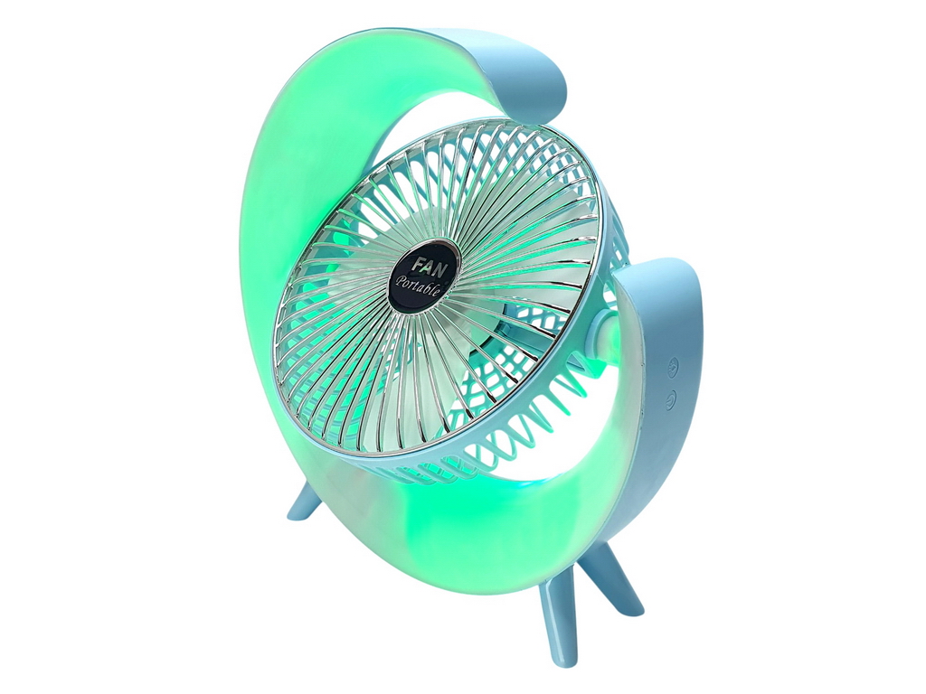 Вентилятор настільний акумуляторний USB 24 см, з LED-підсвічуванням, Fan Music