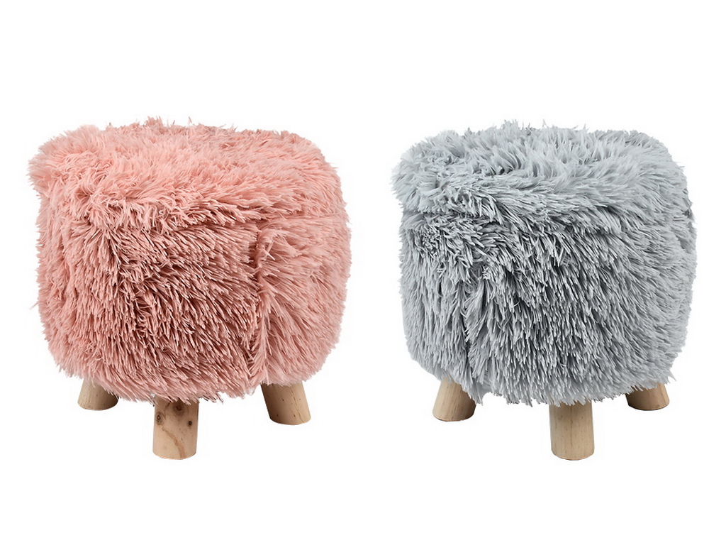 Пуф для хранения вещей Fluffy, 28×30 см, искусственный мех/дерево/ППУ, R33440-2, 5 цветов
