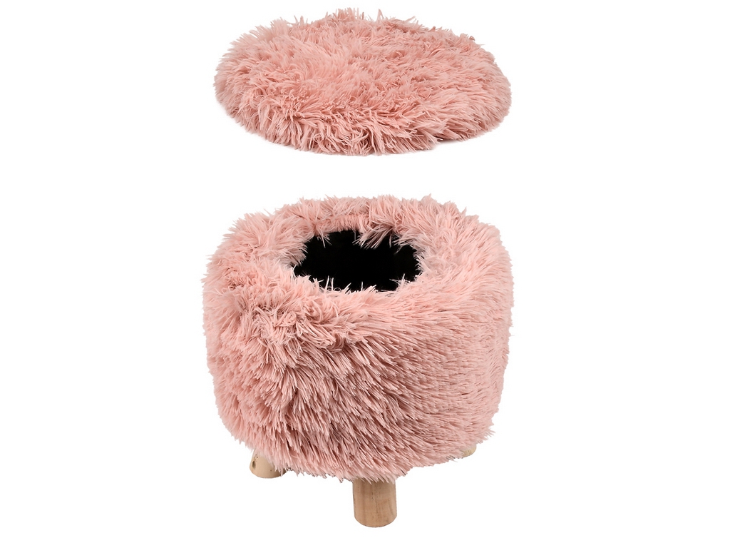 Пуф для хранения вещей Fluffy, 28×30 см, искусственный мех/дерево/ППУ, R33440-2, 5 цветов