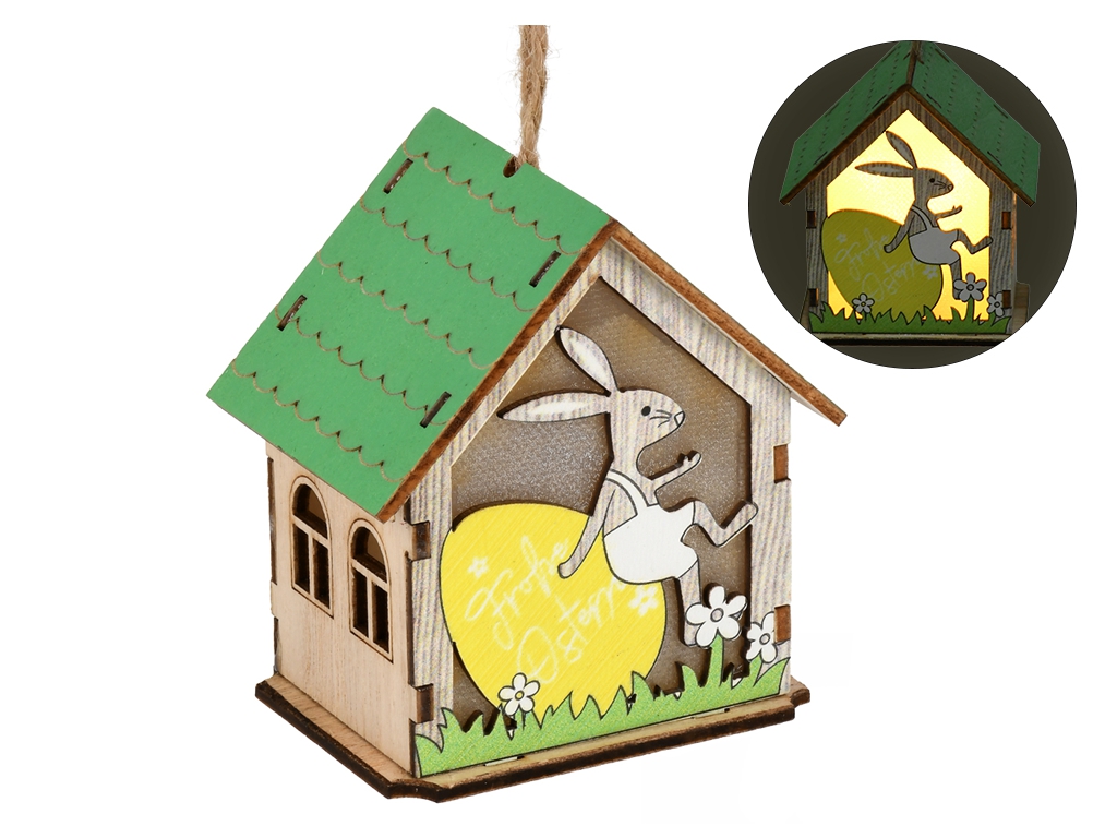 Лампа-ліхтар з підсвіткою Easter Bunny House 8 см, світиться, R33819