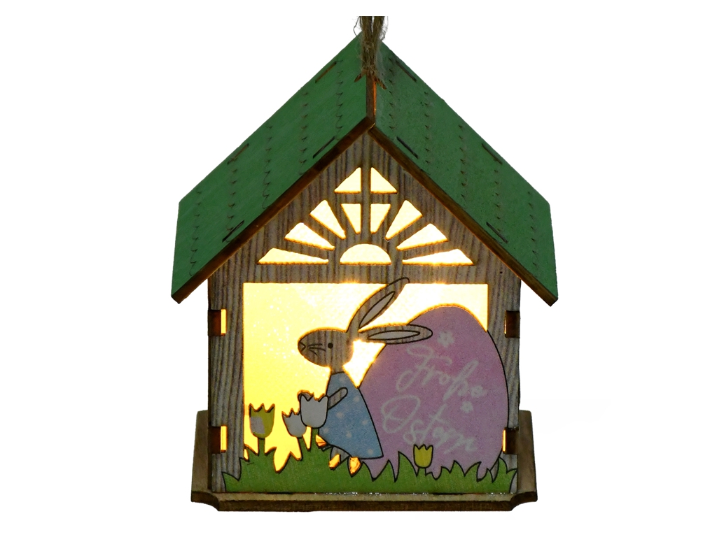 Лампа-фонарь с подсветкой Easter Bunny House 8 см, светящийся R33820