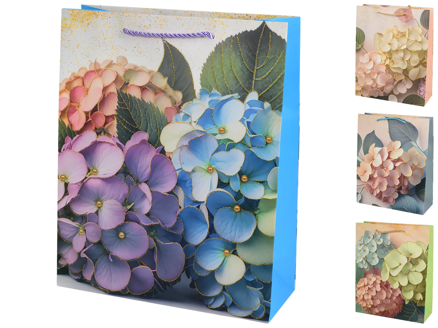 Подарочный пакет Ortensia M, бумажный, 26×32×10 см, 4 дизайна (цена за 1шт)