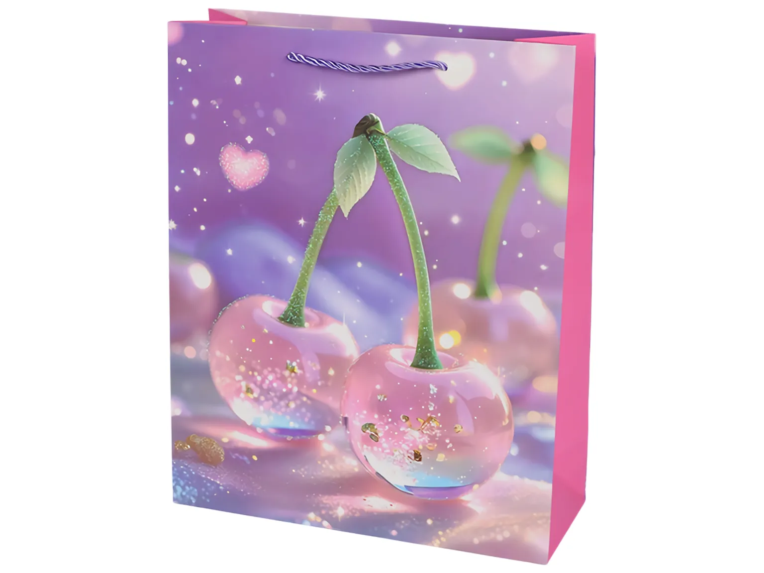 Подарочный пакет Cherry M, бумажный, 26×32×10 см, 4 дизайна (цена за 1шт)