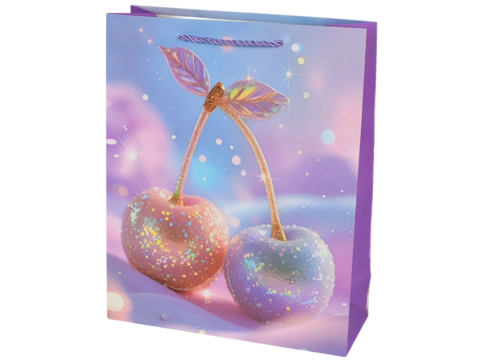 Подарочный пакет Cherry M, бумажный, 26×32×10 см, 4 дизайна (цена за 1шт)