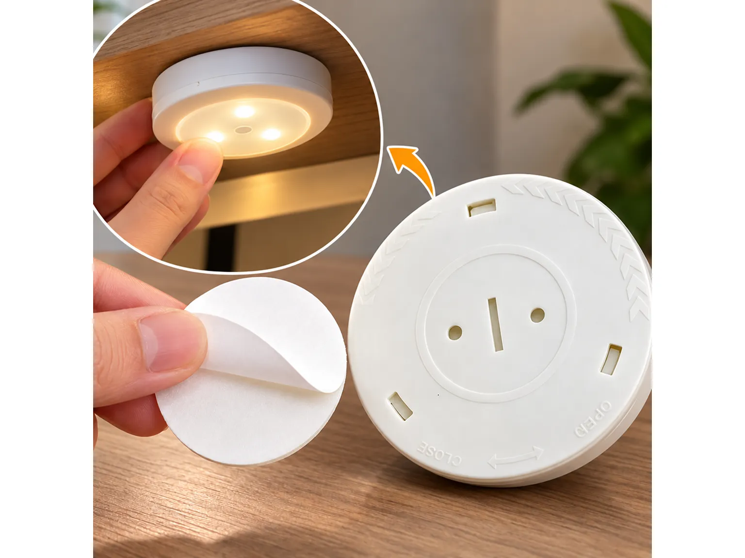 Набор светодиодных светильников Puck Light с пультом, 8 шт, 16х8,5х9 см (цена за набор)