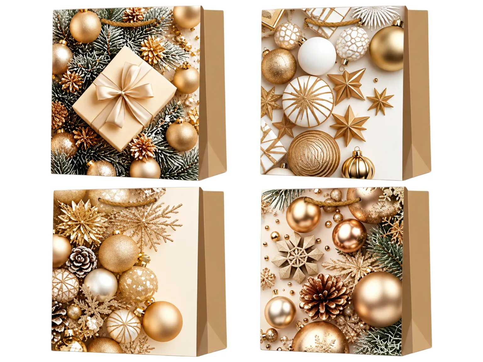 Новогодний подарочный пакет Christmas toys L, бумажный, 30×41×11 см, 4 дизайна (цена за 1шт)