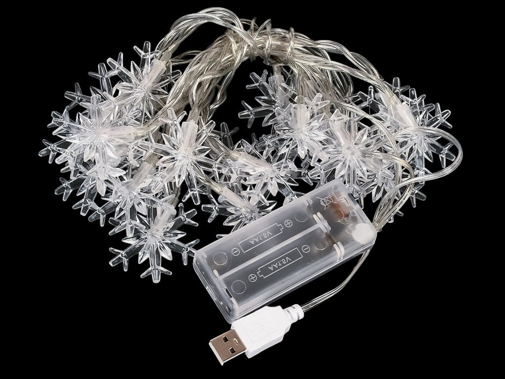 Гірлянда світлодіодна Snowflakes 3м кольорова 20led, 2AA+USB, R95869-C