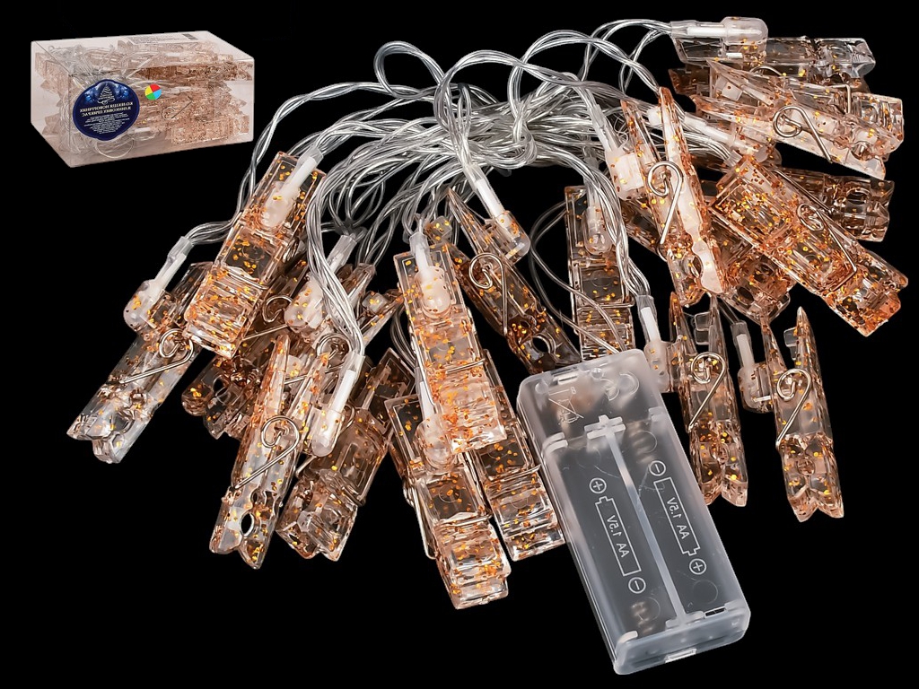 Гірлянда світлодіодна Прищіпки 3м жовта 20led, 2AA, R96133-Y