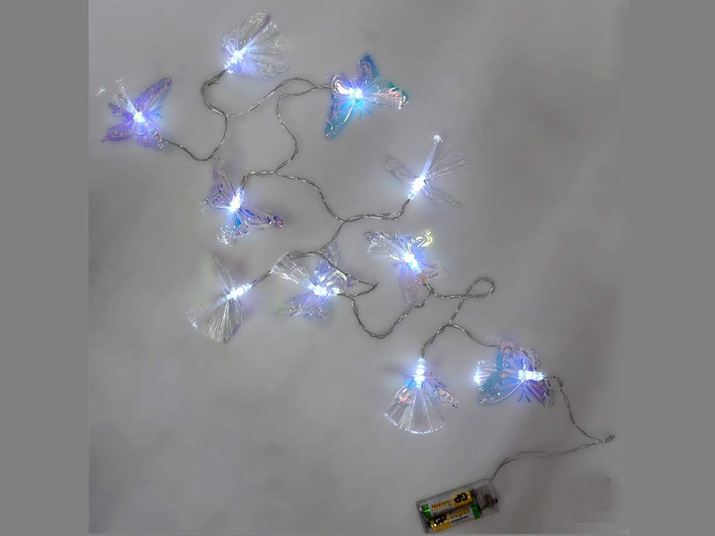 Гирлянда светодиодная Бабочки 2м 10led, 2AA, R96305