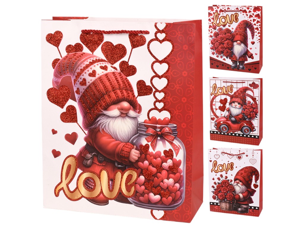 Пакет подарочный бумажный M "Love You" 26х32х10см, R98086-M