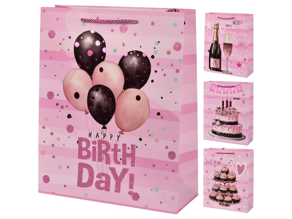 Пакет подарочный бумажный L "Happy birthday" 30х41.5х12см, R98469-L