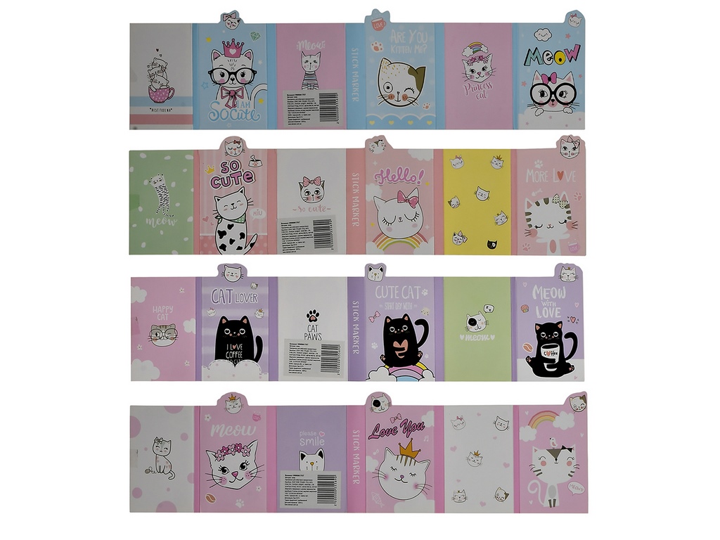 Блокнот складной Meow со стикерами 38х9,5см