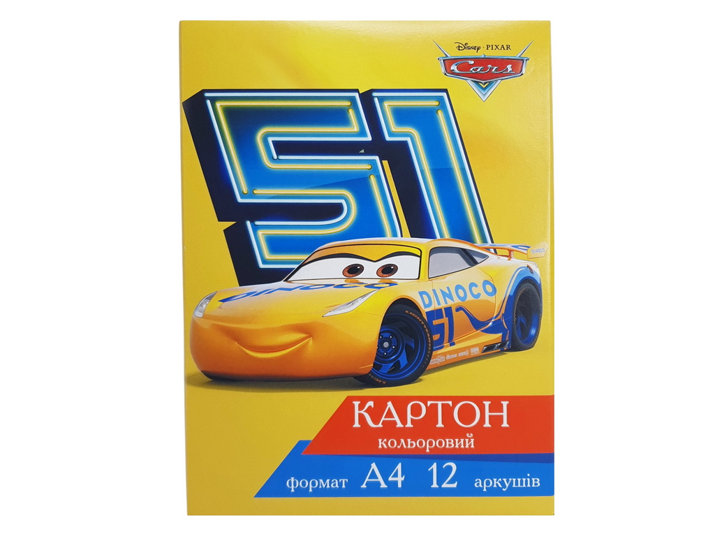 Картон кольоровий односторонній глянсовий A4 12 аркушів