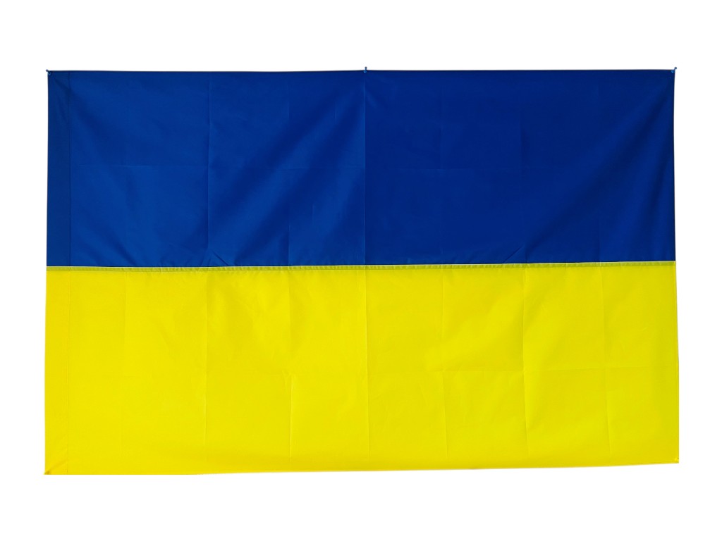 Прапор поліестеровий України 140×90 см з отвором для древка, індивідуальна упаковка