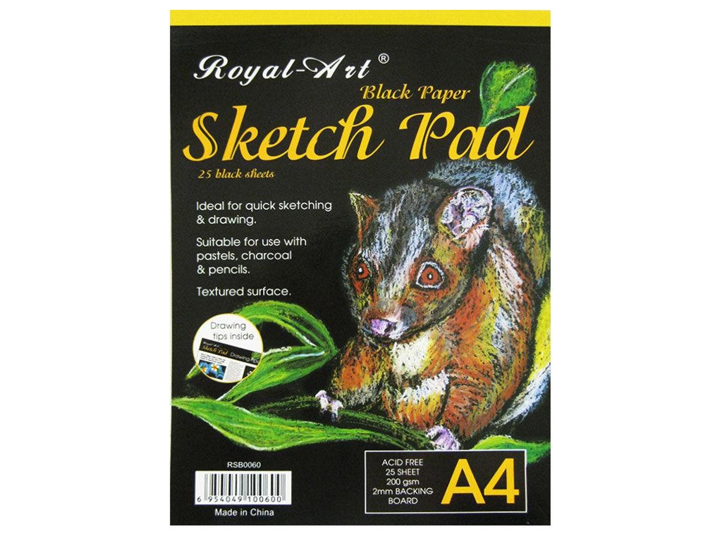 Альбом для рисования А4 с черными листами, 25 листов, RSB0060