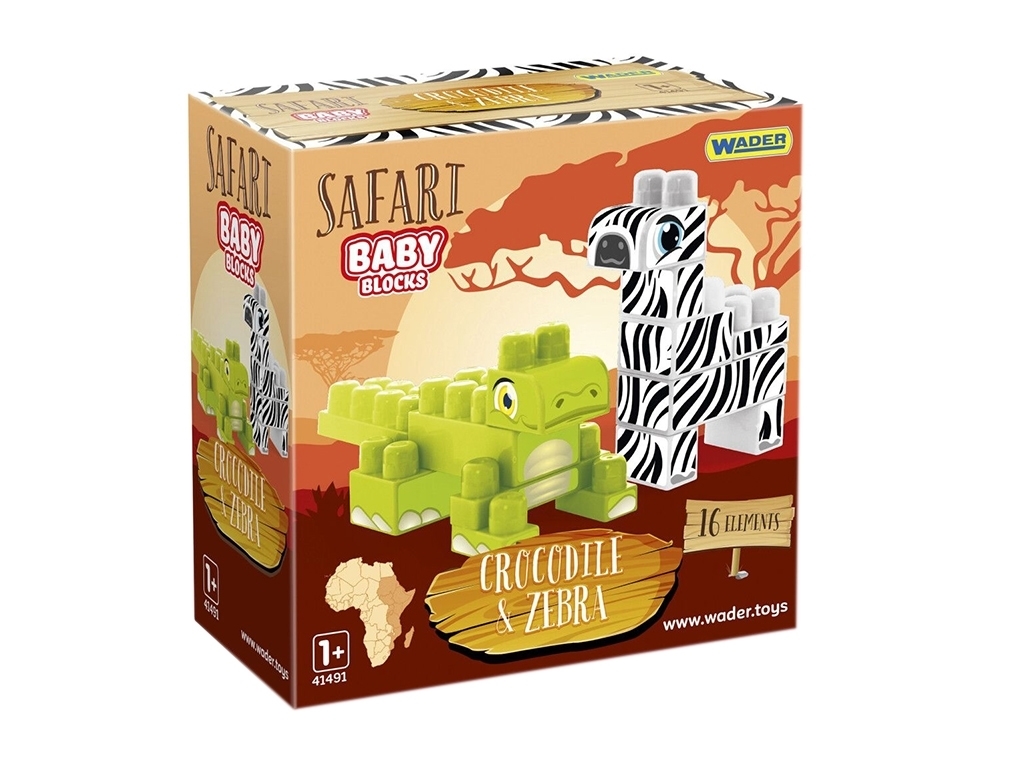Baby Blocks конструктор Сафарі - крокодил і зебра. Wader 41501