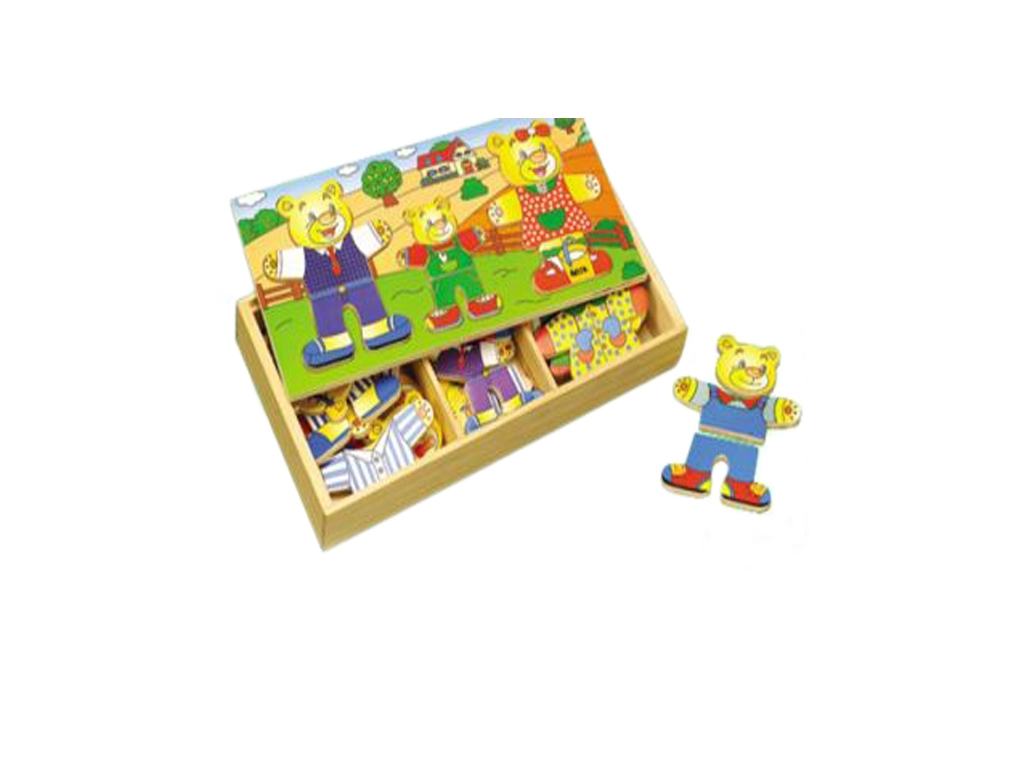 Игрушка деревянный пазл-вкладыш Мишки семья в коробочке