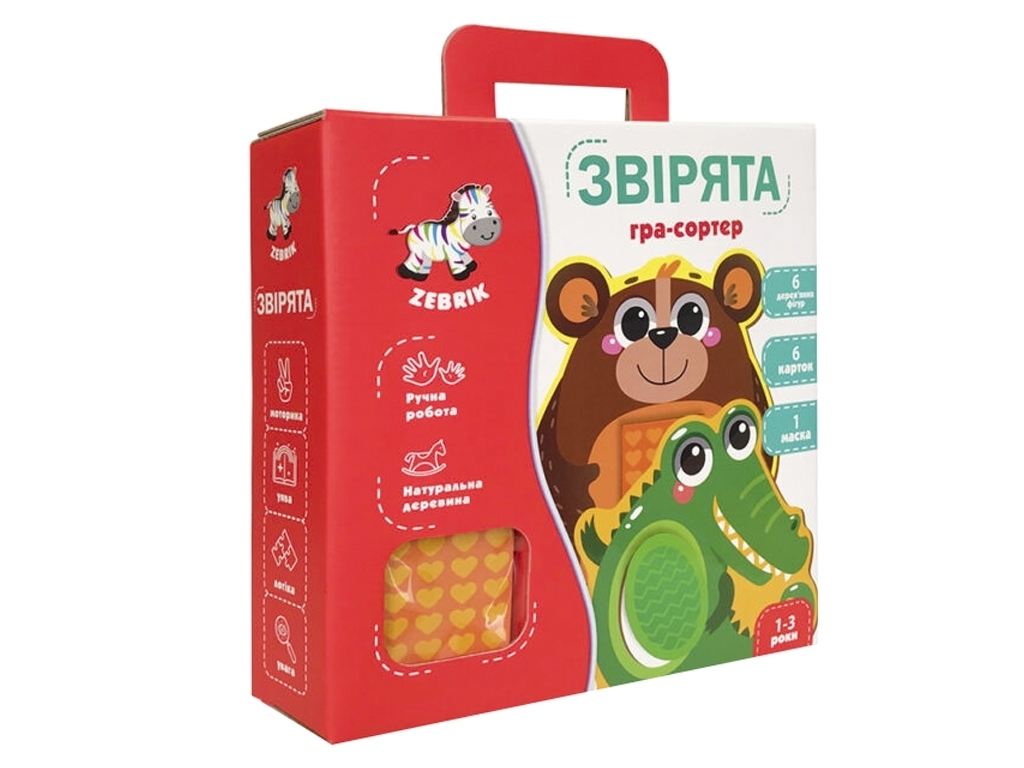 Мозаїка дерев’яна звірята, підбір фігур і кольорів, Vladi Toys