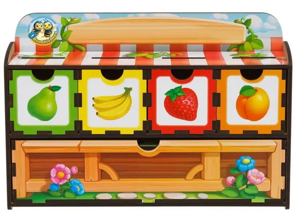Деревянная настольная игра Комодик Счет 2, Размер 14,5х6х24 см, Ubumblebees