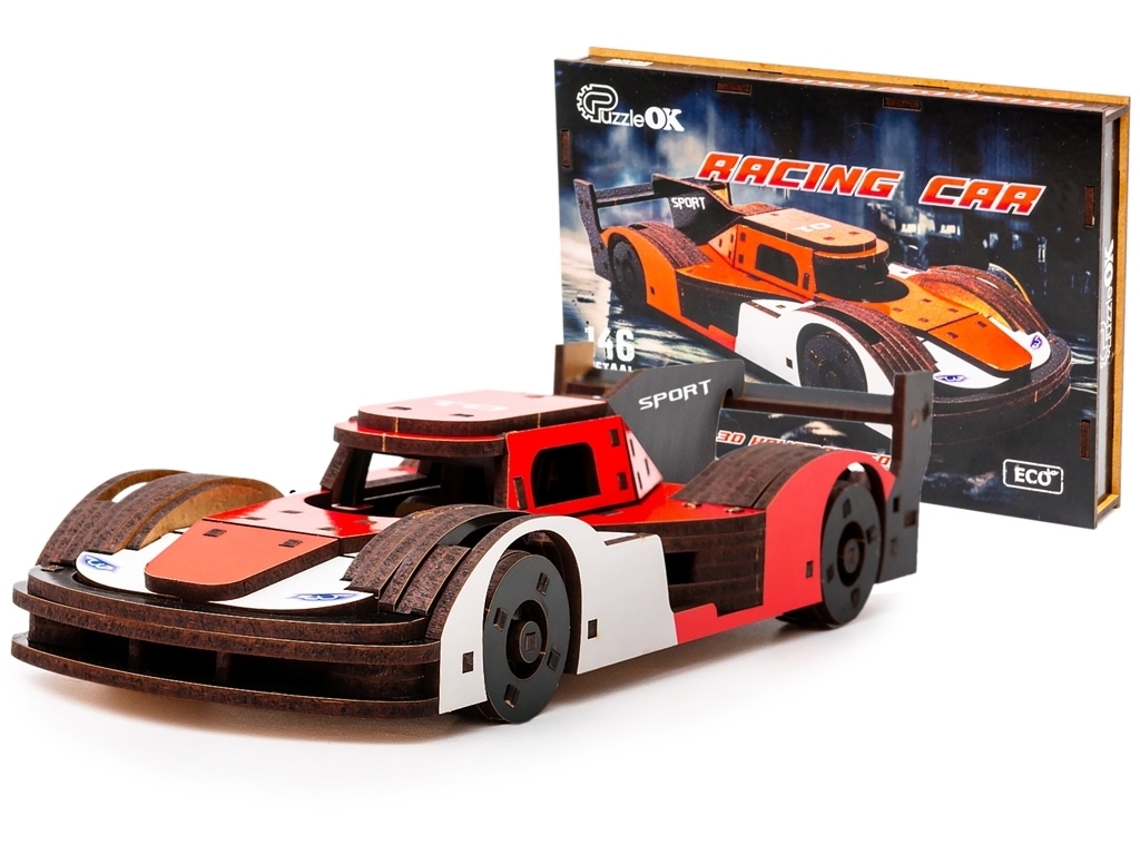Деревянный 3D конструктор Порше Racing Car, 146 деталей, PuzzleOk Puz-01037