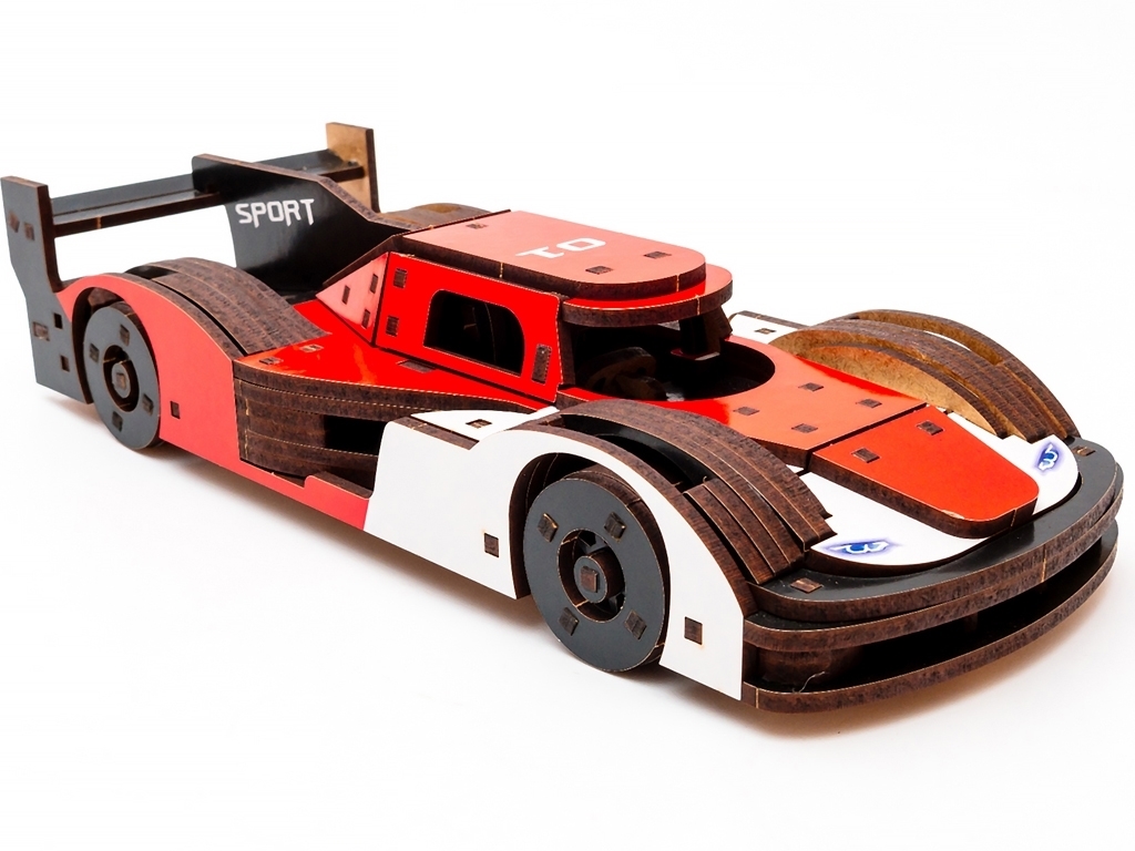 Деревянный 3D конструктор Порше Racing Car, 146 деталей, PuzzleOk Puz-01037