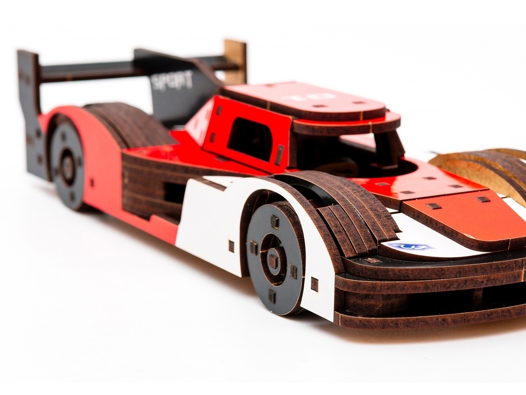 Деревянный 3D конструктор Порше Racing Car, 146 деталей, PuzzleOk Puz-01037