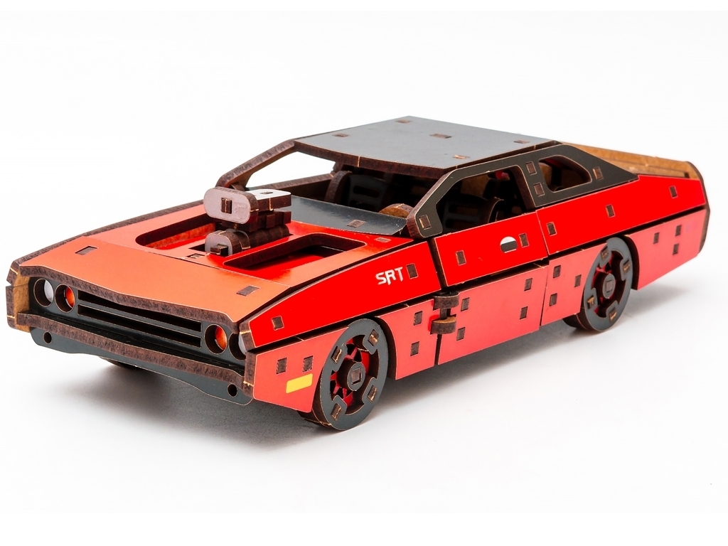 Дерев'яний 3D конструктор червоний Fast Furous, 125 деталей, PuzzleOk Puz-62520
