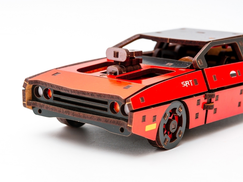 Дерев'яний 3D конструктор червоний Fast Furous, 125 деталей, PuzzleOk Puz-62520