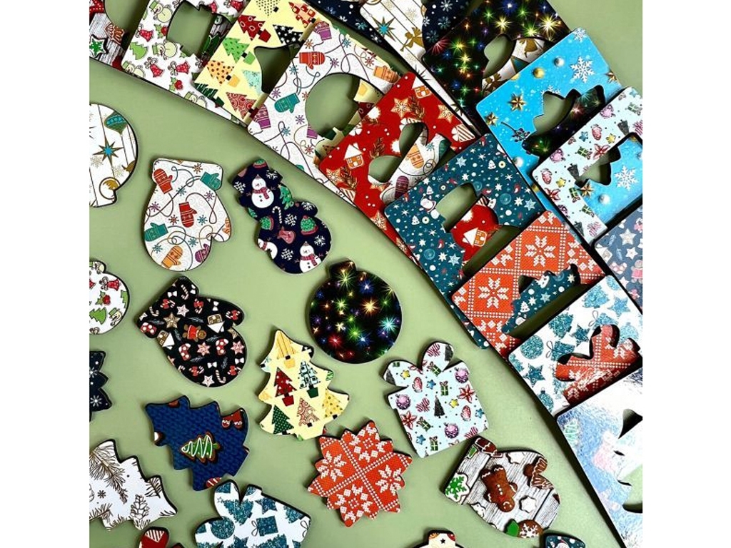 Доски Сегена деревянные новогодние узоры, 10×7,5 см, Ubumblesbees
