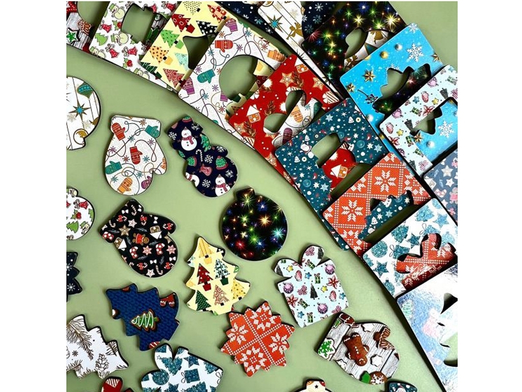 Доски Сегена деревянные новогодние узоры, 10×7,5 см, Ubumblesbees