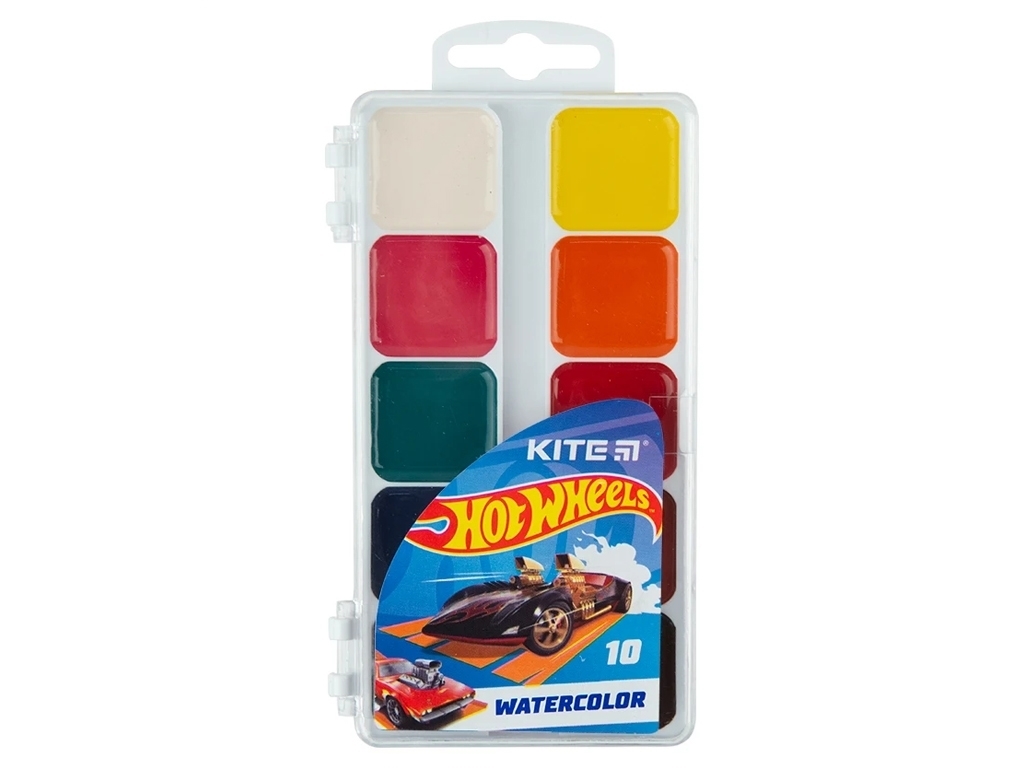 Краски акварельные Hot Wheels 10 цветов, Kite
