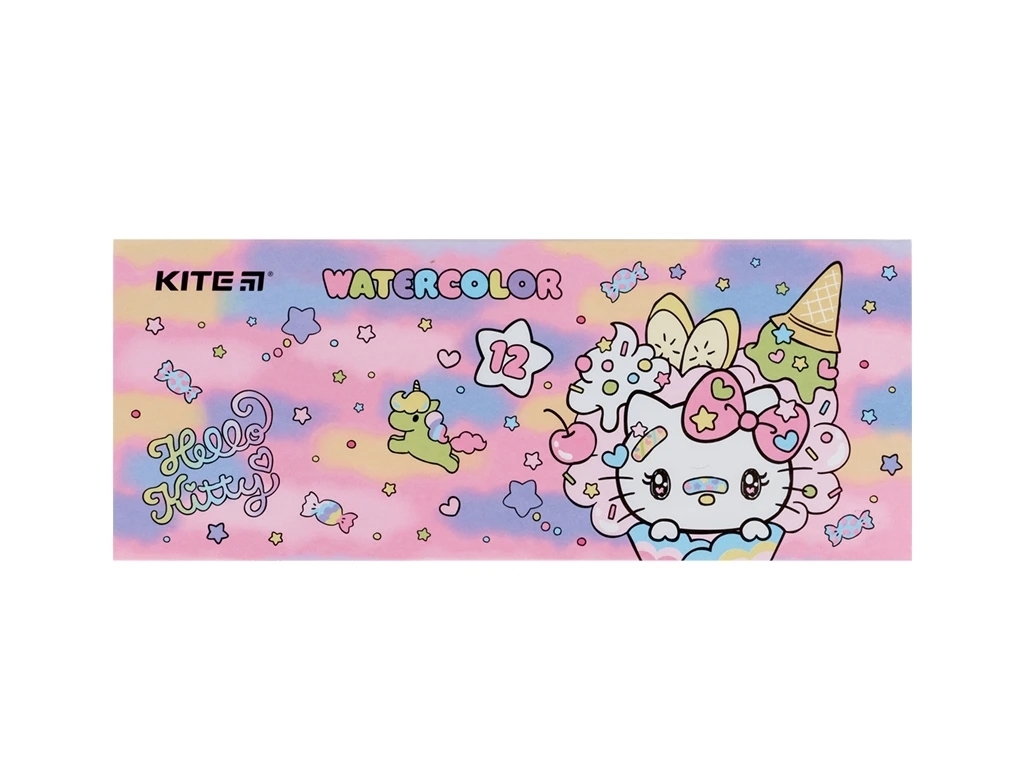 Фарби акварельні в картонній упаковці Hello Kitty 12 кольорів, Kite