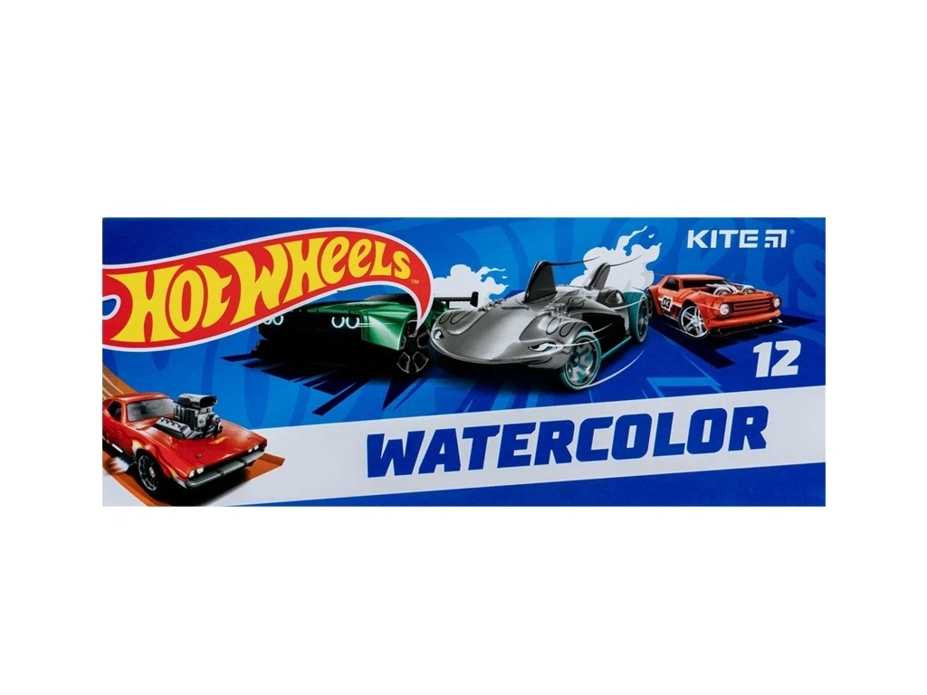 Краски акварельные в картонной упаковке Hot Wheels 12 цветов, Kite