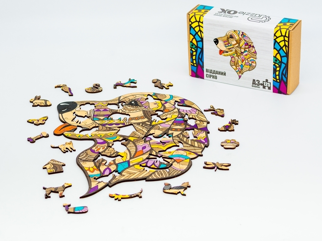 Фигурный деревянный пазл Преданный Серко A3, в картонной упаковке, PuzzleOk