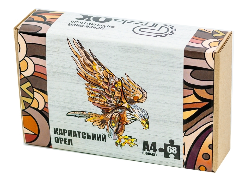 Фигурный деревянный пазл Карпатский Орел A4, в картонной упаковке, PuzzleOk