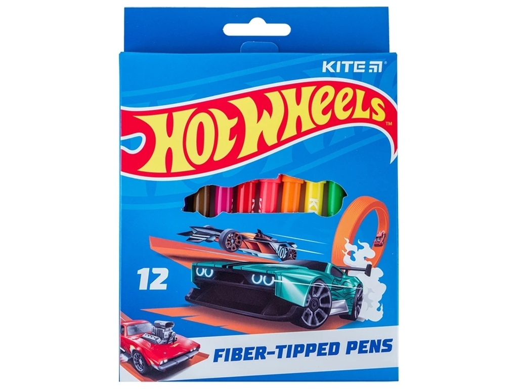 Фломастери Hot Wheels 12 кольорів, Kite