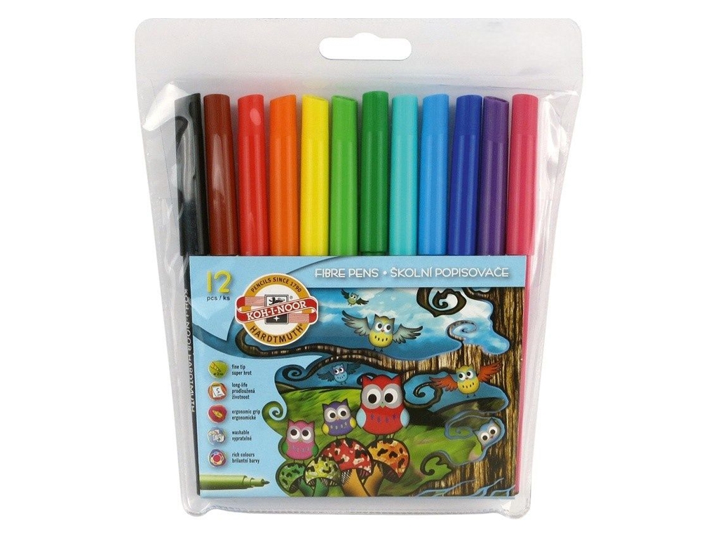 Фломастери Совенята 12 кольорів. Koh-i-Noor 1012ET/12