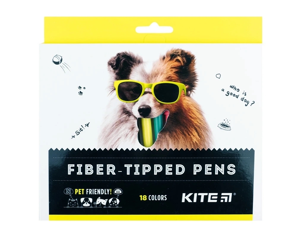 Фломастери Dogs 18 кольорів, Kite