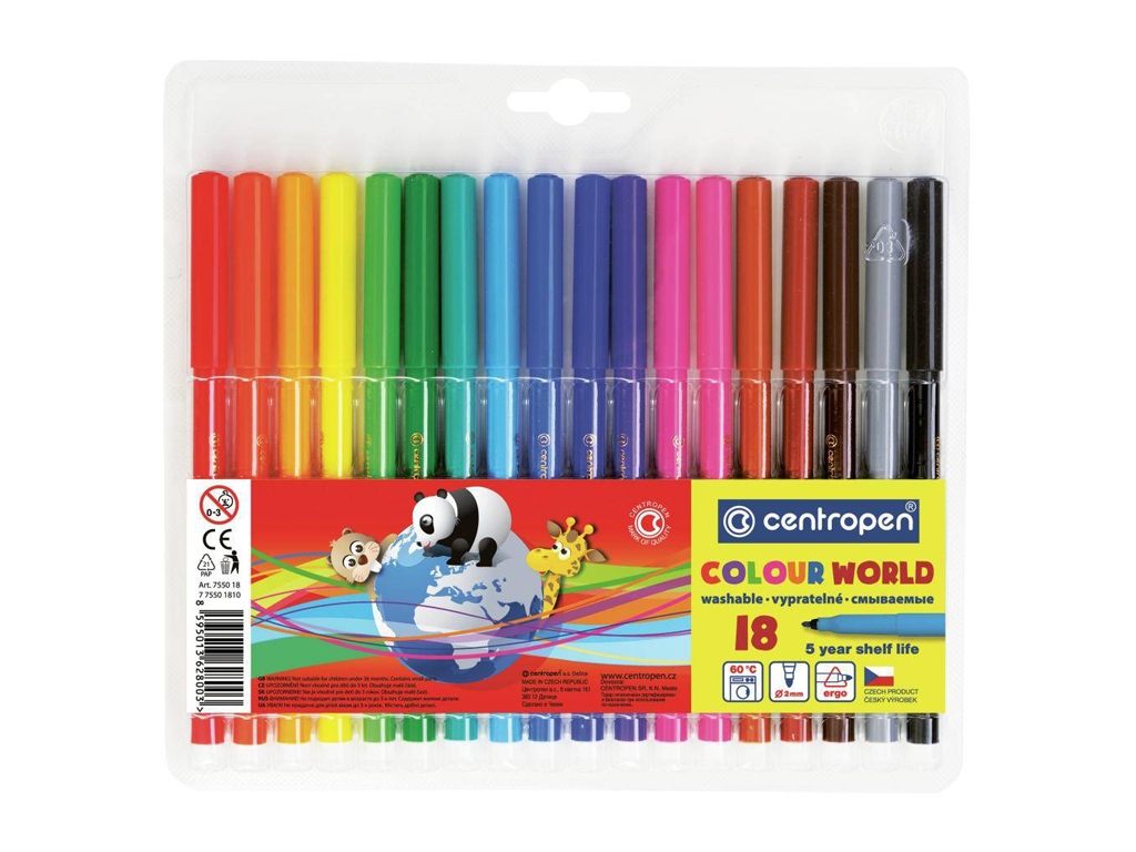 Фломастери 18 кольорів. Centropen 7550/18 ТП