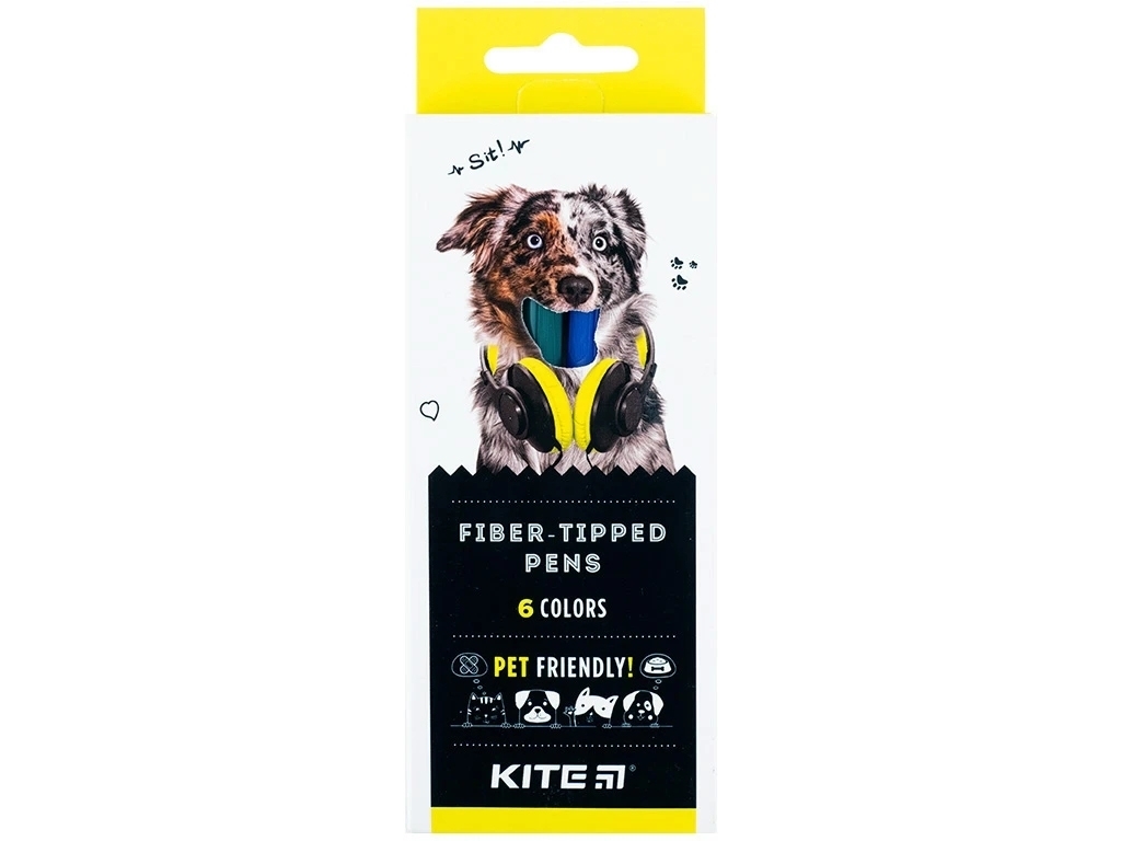 Фломастери Dogs 6 кольорів, Kite