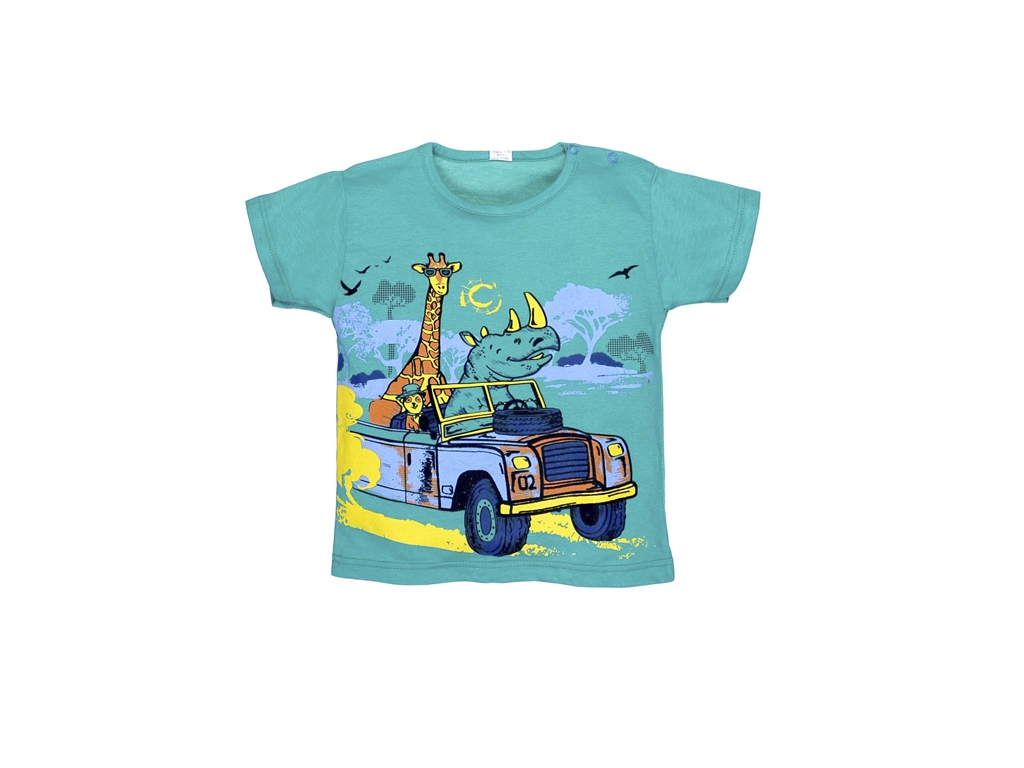 Футболка детская для мальчика зеленая, Рост 122, Татошка