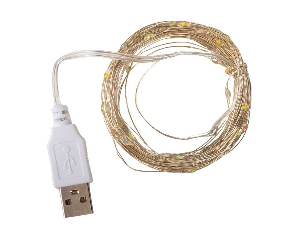 Гирлянда Роса 100LED разноцветная от USB 10м, 9133-010