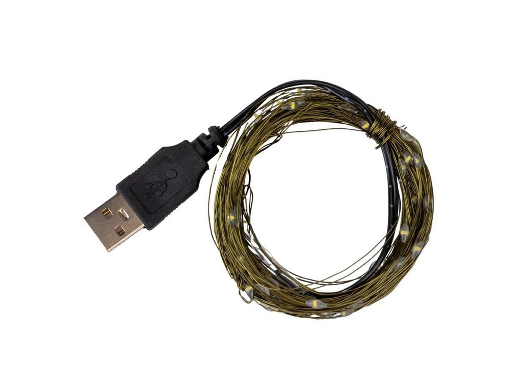 Гирлянда Роса 100LED желтая от USB 10м, 9133-013